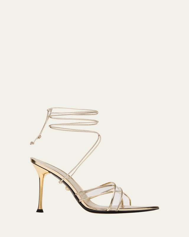 Shadi Metallic Ankle-Wrap Sandals